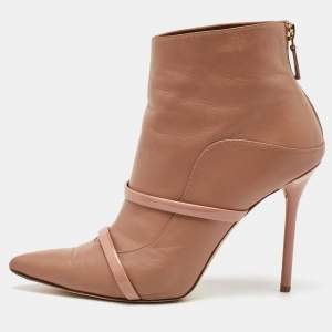 Malone Souliers Beige Leather Madison Pointed Toe Ankle Booties Size 40