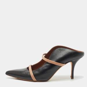 Malone Souliers Black Leather Maureen Heel Mules Size 41