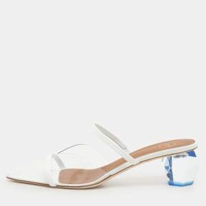 Malone Souliers Transparent/White Leather and PVC Lana Pumps Size 39