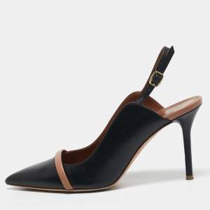 Malone Souliers Black Leather Marion Slingback Pumps Size 38.5