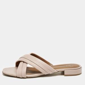 Malone Souliers Dusty Pink Leather Gavi Flat Slides Size 41