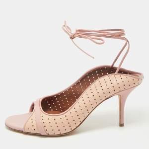 Malone Souliers Pink Leather Alba Ankle Tie Sandals Size 40