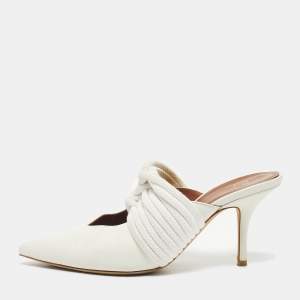 Pre Owned Malone Souliers White Leather Rope Mules Size 38