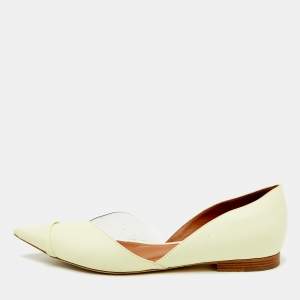 Pre Owned Malone Souliers Buttercup/Clear Leather and PVC Hurley Ballet Flats Size 39.5