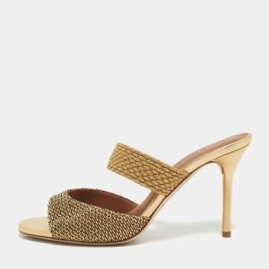 Pre Owned Malone Souliers Woven Lurex Fabric Milena Sandals Size 37