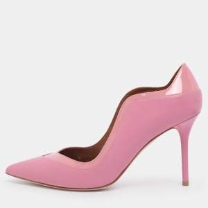 Malone Souliers Pink Leather and Patent Penelope Pointed Toe Pumps Size 39.5