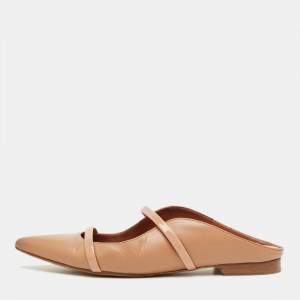 Pre Owned Malone Souliers Beige Leather Maureen Mule Sandals Size 38