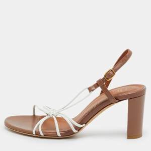 مملوكة مسبقًا حذاء سليد مالون سولييه رباط خلفي جلد بني/أبيض مقاس 36