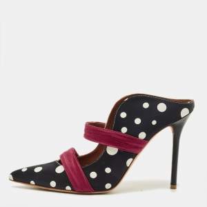 Pre Owned Malone Souliers Maureen Size 39 Tricolor Satin Mules