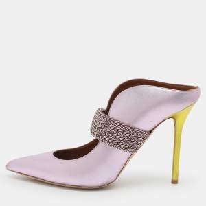 Pre Owned Malone Souliers Mara Size 39 Metallic Purple Leather Mules