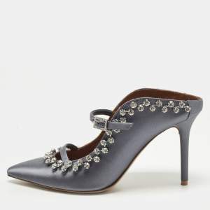 مملوكة مسبقًا حذاء مول مغطى بالكريستال مالون سولييه ساتان أرجواني مقاس 38