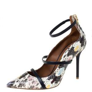 Pre Owned Malone Souliers Multicolor Python Robyn Ankle Strap Pumps Size 37