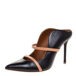 Pre Owned Malone Souliers Black Leather Maureen Mules Size 37.5