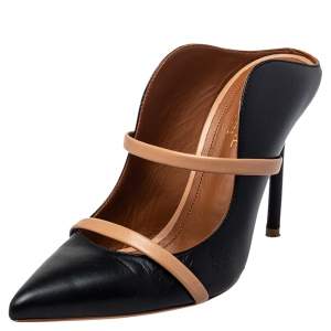 Pre Owned Malone Souliers Black/Beige Leather Maureen Mule Pumps Size 36