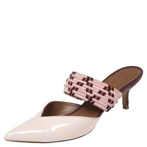 Pre Owned Malone Souliers Pink Patent Leather Maisie Sandals Size 36.5