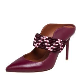 Pre Owned Malone Souliers Burgundy Leather Mara Mule Sandals Size 36