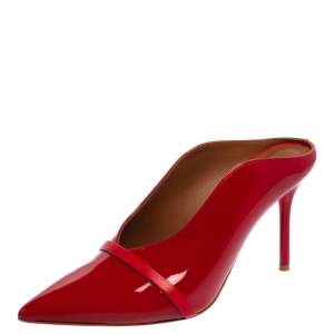 Pre Owned Malone Souliers Red Patent Leather Maureen  Pointed Toe Mules Size 38