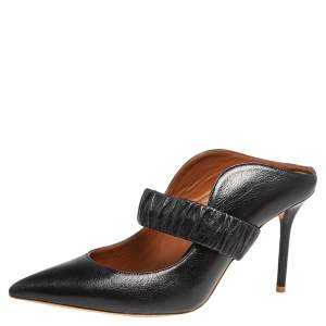 Pre Owned Malone Souliers Black Leather Pointed Toe Mule Sandals Size 41