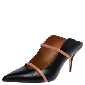 Pre Owned Malone Souliers Black Leather Maureen Pointed Toe Mules Size 41