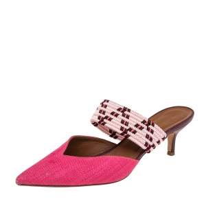 Pre Owned Malone Souliers Multicolor Woven Raffia Maisie Sandals Size 39