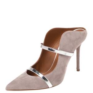 Pre Owned Malone Souliers Grey Suede Maureen Mule Sandals Size 37