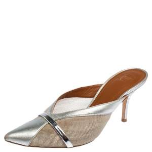 Malone Souliers Silver Mesh And Leather Bobbi Mule Sandals Size 37.5 