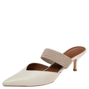 Pre Owned Malone Souliers Cream Leather And Canvas  Maisie Sandals Size 39