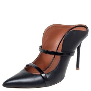 Pre Owned Malone Souliers Black Leather Maureen Pointed Toe Mules Size 37.5