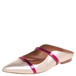 Pre Owned Malone Souliers Metallic Bronze Leather Maureen Flats Size 37
