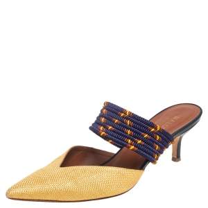 Pre Owned Malone Souliers Yellow/Blue Canvas Maisie Sandals Size 37