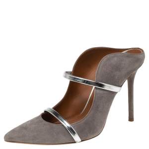 Pre Owned Malone Souliers Grey Suede Maureen Sandals Size 39.5