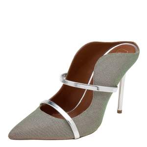Pre Owned Malone Souliers by Ray Luwolt Multicolor Lurex Fabric Maureen Pointed Toe Mules Size 40