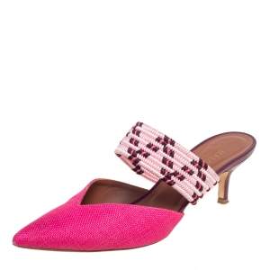 Pre Owned Malone Souliers Multicolor Woven Raffia Maisie Sandals Size 39.5
