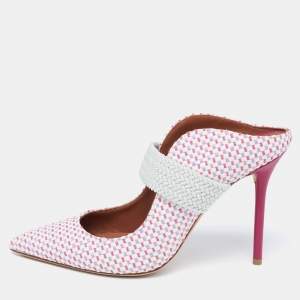 Pre Owned Malone Souliers By Ray Luwolt Multicolor Woven Raffia Pointed Toe Mules Size 39.5