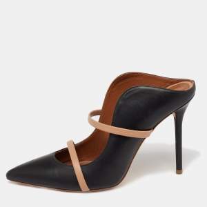 Pre Owned Malone Souliers Black/Beige Leather Maureen Mules Size 39