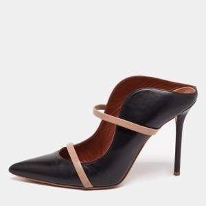 Pre Owned Malone Souliers Black Leather Maureen Pointed Toe Mules Size 40