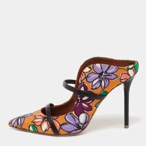 Pre Owned Malone Souliers Multicolor Canvas And Leather Flower Print Maureen Sandals Size 38