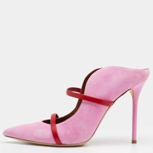 Pre Owned Malone Souliers Pink/Red Suede And Leather Maureen Pumps Size 41