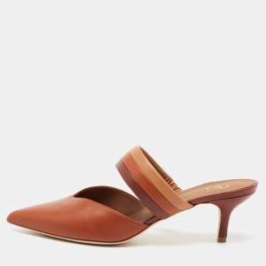 Pre Owned Malone Souliers Brown Leather Mia Mules Size 39
