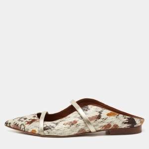 Pre Owned Malone Souliers Multicolor Python Leather Maureen Flat Mules Size 38.5