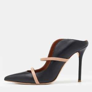 Pre Owned Malone Souliers Black/Beige Leather Maureen Mules Size 39