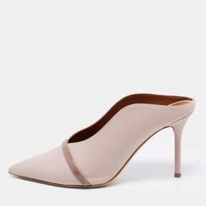 Pre Owned Malone Souliers Beige Leather Jake Pointed Toe Mules Size 38.5