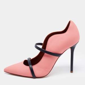 Pre Owned Malone Souliers Peach/Black Leather Maureen Pumps Size 38