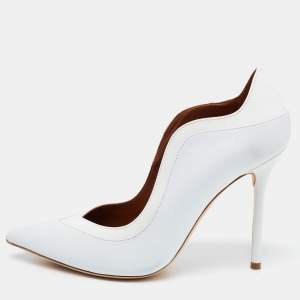 Pre Owned Malone Souliers White Leather Penelope Pumps Size 38.5