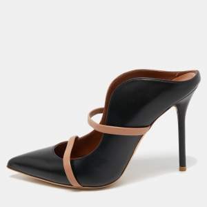 Pre Owned Malone Souliers Black/Beige Leather Maureen Pumps Size 37.5 