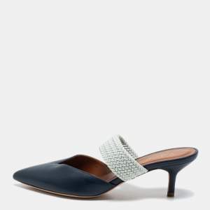 Malone Souliers Navy Blue Leather Maisie Pointed Toe Mules Size 37