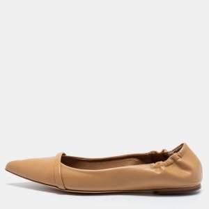 Pre Owned Malone Souliers Beige Leather Raya Ballet Flats Size 37