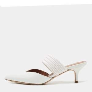 Malone Souliers White Croc Embossed Leather Maisie Mules Size 36