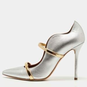 Malone Souliers Silver/Gold Leather Maureen Pumps Size 38