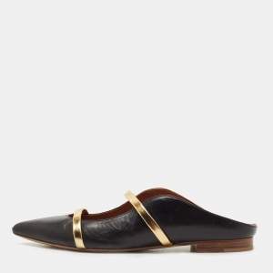 Malone Souliers Black/Gold Leather Maureen Flats Size 37.5
